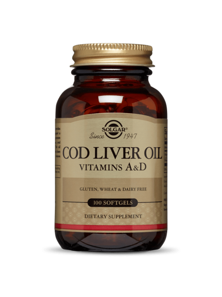 Cod liver oil (Ulei din ficat de cod) cu vitaminele A si D 100 capsule Solgar
