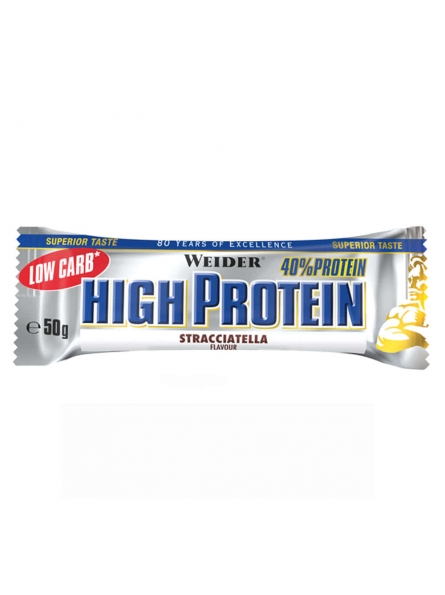 Baton proteic cu stracciatella 40% Low Carb High Protein Bar 50g Weider