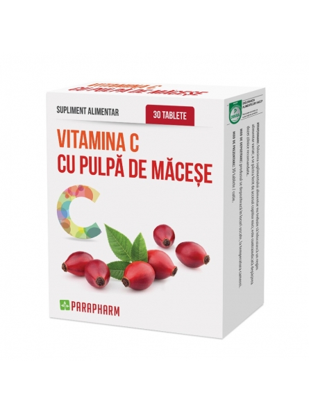 Vitamina C cu pulpa de macese 30 tablete Parapharm
