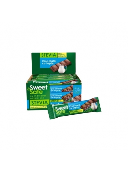 Ciocolata cu lapte cu indulcitor stevie Sweet&Safe 25g Sly Nutritia