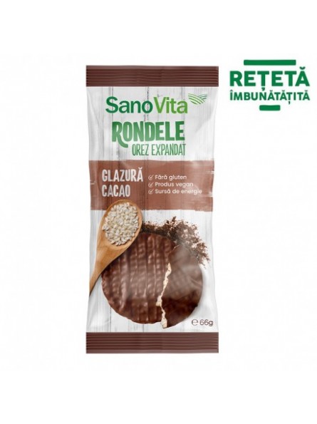 Rondele din orez expandat cu glazura de cacao 66g SanoVita