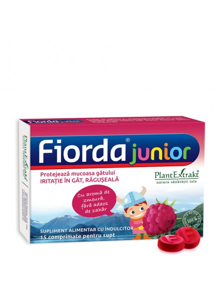 Fiorda junior - comprimate pentru supt cu aroma de zmeura 15 comprimate PlantExtrakt