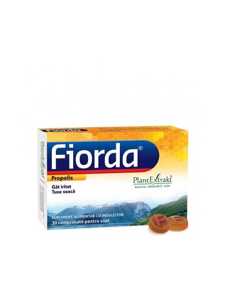 Fiorda - comprimate pentru supt cu aroma de propolis 30 comprimate PlantExtrakt