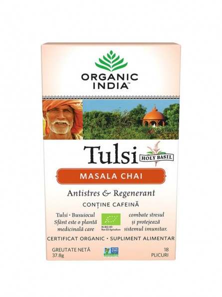 Ceai Tulsi bio (Busuioc Sfant) Masala Chai 18 plicuri Organic India